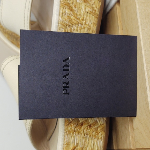 Prada🍦Wedge Sandals, cream/tan color, Size 41, 10.5/11 M Women's, 🆕 - Picture 9 of 11